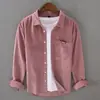 Camisa Retrô Japonesa de Manga Longa Masculina Primavera Outono Tendência Top Senso de Alta Qualidade Simples Casual Solta Piquet Bonita Camisa Jaqueta