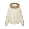 Chaqueta de Algodón con Capucha Estilo Americano para Hombre con Cuello de Piel Cálida de Invierno Ropa Exterior de Terciopelo Plus Diseño de Marca Trendy Cremallera Doble Abrigo de Algodón