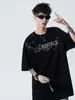 Camiseta de Algodão Puro de Manga Curta para Homens, Moda Ins Americana de Rua para o Verão, Camiseta Versátil de Manga Meia Manga para Casais, Tops Casuais