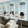 Espejo Estación de Barbería Famoso en Internet de Moda, Espejo para Salón de Peluquería, Dedicado para Cortar el Cabello, con Luces LED, Montado en Pared, Unilateral, Diseño Simple