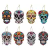 Etiqueta colgante decorativa de madera para fiesta mexicana del Día de Muertos transfronteriza, colgante de calavera, calavera colgante de decoración de Halloween