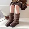 Meias de Tricô Fofas Lolita Outono e Inverno Versão Coreana JK Menina Lã Quente Meia de Cano Médio