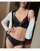 Conjunto de Brasier de Encaje Francés con Aro de Acero Suave Sexy Push-Up Delgada Anticaída 1011