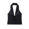 Comercio exterior al por mayor, estilo europeo y americano, moda de verano 2025, top sin mangas con cuello colgante y costuras de lazo para mujer K52562