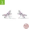 Prata Ziyun original 925 prata Menina Rosa Libélula brincos pequeno estilo pastoral requintado brincos brincos SCE1414