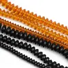 Cuentas de ábaco de ágata negro imitación color sólido negro espaciador de platillo volante cuentas de vidrio transparente ámbar accesorios para abalorios DIY