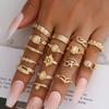Anillo de gran venta transfronteriza, moda europea y americana, ópalo hueco, relieve, elefante, luna, estrella, combinación, 16 piezas, anillo para mujer