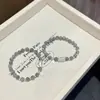 Bolsa de Plata Pura 99 con Gato Baguette Piedra Lunar Gris Natural Pulsera de Cuerda Elástica para Mujer Nicho Lindo Casual Versátil Joyería Animal