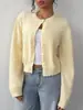 Suéter de Punto de Manga Larga para Mujer Otoño e Invierno 2025 Chaqueta Cardigan Transfronteriza Europea y Americana Suave y Corta Holgada Adelgazante Top