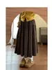 Saia feminina estampada floral estilo japonês vintage para outono e inverno, saia evasê guarda-chuva, modeladora e valoriza a silhueta, saia de lã de comprimento médio