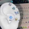 Mariposa Pequeña de Luz de Luna Azul y Rosa~ Diseño Fresco y Elegante con Aretes de Diamante de Colores y Tachuelas Cocleares