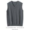 Venta al por mayor de fábrica Hilo Consinee Elegante 100% Cachemira Pura Chaleco de Cuello V Chaleco para Hombre Suéter Casual Holgado Hombre
