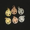 Oro cobre chapado en oro rosa platino redondo árbol de la vida circón árbol pequeño pendientes pulsera collar accesorios de joyería DIY