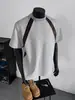 Chegada de Verão 2025 Moda Masculina Marca Estilo Americano Design Solto Senso de Estilo Cinza Adolescente Gola Redonda Manga Curta Roupas da Moda