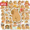 Compra transfronteriza directa de 50 lindos stickers de capibara, paquete de emojis de capibara relajantes, pegatinas decorativas para material de diario