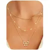 Set de 3 Collares de Clip de Papel de Círculo Asimétrico Collares Apilados de Múltiples Capas Transfronterizos Europeos y Americanos Joyería para Mujeres