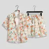 Camisa estilo hawaiano para hombre, conjunto de shorts de manga corta holgados de verano de moda, atuendo floral playero elegante para pareja