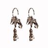 ¡Wild Nini~! Pendientes de Aro Lisos Vintage de Gama Alta con Estampado de Leopardo Europeo y Americano y Lazo al por Mayor