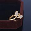 Novo anel elegante de prata antiga com herança e artesanato em ouro velho, com incrustação de imitação de jade Hetian, anel aberto em ouro banhado a ouro e jade branco