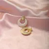 Brincos Simples Retrô com Óleo Pingando Círculo Geométrico para Mulheres Moda Ins Europeia e Americana Joia de Orelha Elegante de Alta Qualidade Venda por Atacado