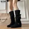 Botas vaqueras de tacón apilado, estilo western, color café Melard, de piel genuina, para mujer, nuevas para otoño 2026, botas altas de caña larga para montar