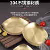 Prato de Kimchi da Coreia do Sul Aço Inoxidável 304 Quadrado Quatro Cantos Prato Extra Espesso para Petiscos Estilo Coreano Loja de Churrasco Prato Dourado