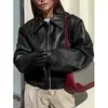 Chaqueta de cuero estilo motociclista 2024 Europa y Estados Unidos otoño e invierno nuevo abrigo suelto moda transfronteriza abrigo de cuero nuevo abrigo de mujer