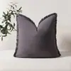 Venta Caliente Transfronteriza Funda de Cojín Casual de Color Sólido Algodón Lavado Borla Bigote Bohemio para Sofá Sala de Estar