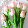Mini Plástico PU Flor Tulipán Simulación Flor Artificial Transfronterizo Comercio Exterior Flor de Seda Boda Decoración del Hogar Fabricante de Flores Venta al por Mayor