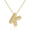 Collar de Verano de Alta Gama para Mujer con Colgante de Letras Burbuja Completamente Diamantadas con Incrustaciones de Circonita de Cobre Popular Transfronterizo