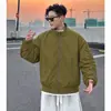 Chaqueta de aviador informal retro versátil de color liso con cuello alto para primavera y otoño, estilo americano, tres pruebas, para hombre