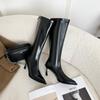 6900-1 Botas Largas Elegantes de Tacón Alto y Puntera Puntiaguda Estilo Coreano, Botas de Pierna Estrecha, Tacones de Aguja, Botas Altas de Invierno y Otoño por Encima de la Rodilla para Mujer