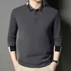 Camisas de Manga Larga de Alta Gama para Hombre, Estilo Nuevo de Primavera y Otoño para Hombre, Camisas de Moda de Negocios para Hombres de Mediana Edad, Polos para Hombre con Cuello