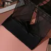 Qinghe 0.01 Ultra-Fino Invisível 360 Graus Sem Costura Meia-Calça Matte Meia-Calça Preta de Aeromoça Abertura na Virilha Toque de Pele Natural Sedosa Lisa