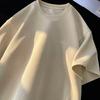 Camiseta de manga corta con textura americana Waffe para hombre, de verano, retro, de marca, rígida, sencilla, oversize, de media manga