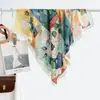 Estilo chino estilo pintura al óleo camelia moderno gasa 90 pañuelo cuadrado grande bufanda de seda para mujer bufanda de primavera y otoño con temperamento para combinar con camisa chal