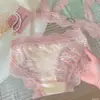 Calcinha de renda francesa sexy com fenda alta feminina estilo quente de verão puro desejo laço vazado respirável meninas triângulo