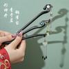 Horquilla de ébano antigua con borla china para el pelo, horquilla para el pelo de cheongsam, horquilla para el pelo con forma de disco de Hanfu, accesorios para la cabeza, falda de caballo, para mujer