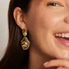 Nuevos Pendientes Colgantes Elegantes y Modernos de Amazon con Forma de Lágrima Huecos Pulidos Exagerados de Industria Pesada Geométricos para Mujer