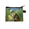 Nuevo Monedero de Gato Van Gogh Mini Bolsa de Almacenamiento Infantil Cartera Pequeña Cuadrada Bolsa Pequeña Linda para Niños