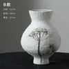 Vaso de flor de cerâmica branca texturizado pintado à mão em estilo wabi-sabi para mesa de estudo, ornamento decorativo de luxo leve de alta qualidade