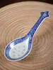 Colher Cerâmica Pequena Doméstica, Porcelana Azul e Branca Exquisita de Jingdezhen, Colher Pequena para Sopa, Colher de Arroz Estilo Chinês, Concha Pequena, Colher de Sopa