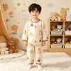 Nuevo Conjunto de Algodón Gasa para Niños para Estar en Casa, Pijama de Encaje, Algodón Puro Grado A, Niñas y Niños, Primavera y Verano, Delgado y Holgado