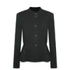 Em Estoque Atacado do Fabricante: Blazer Preto para Mulheres, Novo Estilo, Elegante Cintura Marcada Emagrecedor Top de Acetato para Mulheres