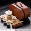 Traje de juego de té kung fu de viaje de jade de grasa de oveja, tetera portátil de una olla y cuatro tazas, tetera para coche y exteriores, traje de regalo hecho a mano