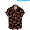 2024 Nueva Camisa Impresa en 3D Transfronteriza de Halloween para Hombre de Manga Corta Cabeza de Calabaza Diablo Halloween Divertido Forro