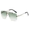 Estallidos transfronterizos Caja para gafas de sol sin montura de doble viga de otoño europea y americana Gafas de sol retro para hombre Gafas de sol de moda transfronterizas