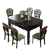 Conjunto de Mesa de Jantar e Cadeiras Vintage em Madeira Maciça Estilo Francês para Uso Doméstico, Estilo Meio do Século, Extensível para Mesa Redonda, Adequado para Vários Tamanhos de Casas
