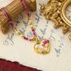 Collar Guofeng original con cuentas de perlas y piedras rosas, diseño de flor de amor, para mujer, ligero, de lujo, con cadena de clavícula de alta calidad.