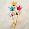 Material de decoración de bandera de PU pastel de cumpleaños pastel corazón de melocotón amor estrella de cinco puntas Corona tarjeta de inserción de palillo